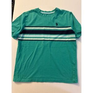 U.S. Polo Assn. Kids Green Striped T-Shirt Boy's XL (14-16) Polo Player Logo